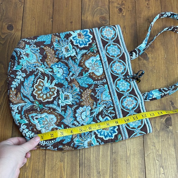 Vera Bradley Java Blue Tote Bag brown and blue design quilted tote bag - Picture 9 of 9